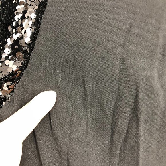 NWT PINKO Black Long Sleeve Stretch Asymmetric Hem Mini Sequin Dress Sz 12/EU 44 - Picture 13 of 16